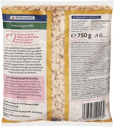 Vogelvoer gepelde pinda's, Exquisit, 750 g
