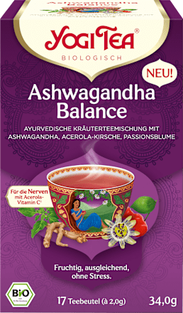 Kruidenthee "Ashwagandha Balance" met Ashwagandha, Acerolakers & Passiebloem (17 theezakjes), 34 g