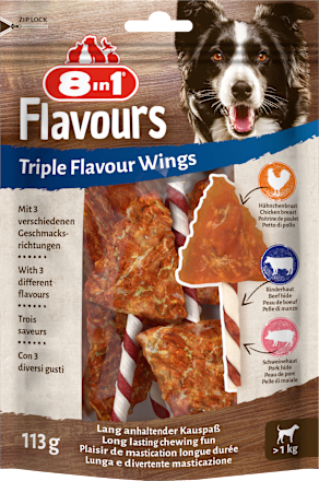 Hondensnack drievoudige smaak Wings, 6 stuks