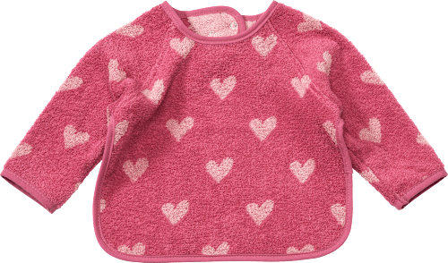 Mouwslabbetje met hartjespatroon, roze, 1 stuk