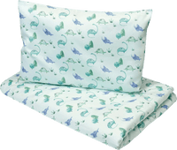 Beddengoed met dinosaurussenpatroon, lichtblauw, 100 x 135 + 40 x 60 cm, 1 stuk
