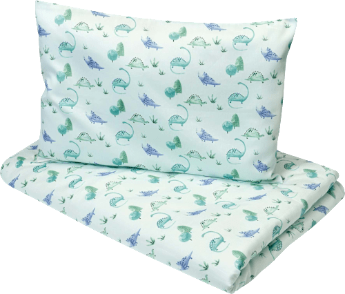 Beddengoed met dinosaurussenpatroon, lichtblauw, 100 x 135 + 40 x 60 cm, 1 stuk