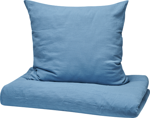 Mousseline beddengoedset, blauw, 135 x 200 + 80 x 80 cm, 1 stuk