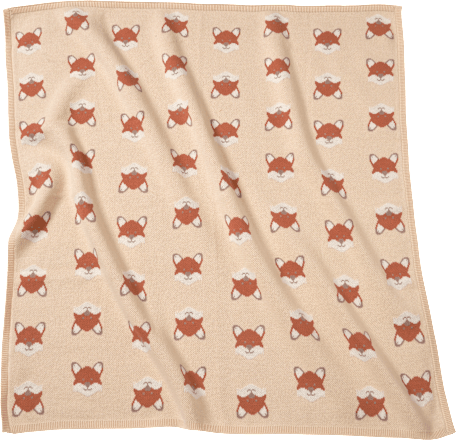 Deken met vospatroon, beige, 80x80 cm, 1 stuk