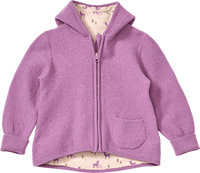 Jacke aus Merinowolle mit Mitwachsfunktion & Reh-Muster, lila, Gr. 62/68, 1 St