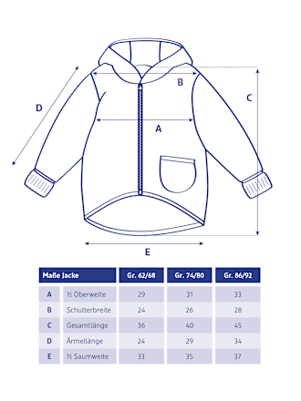 Jacke aus Merinowolle mit Mitwachsfunktion & Reh-Muster, lila, Gr. 62/68, 1 St