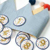 Kinderverjaardagskroon van mousseline, blauw, 1 stuk
