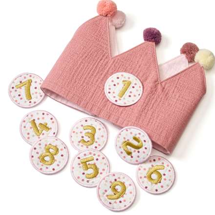 Kinderverjaardagskroon van mousseline, roze, 1 stuk