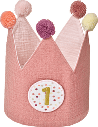 Kinderverjaardagskroon van mousseline, roze, 1 stuk