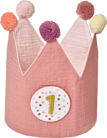 Kinderverjaardagskroon van mousseline, roze, 1 stuk