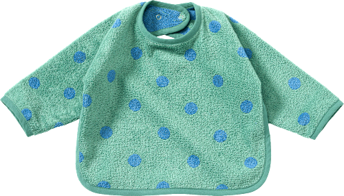 Slabbetje met mouwen en stippenpatroon, groen &amp; blauw, 1 stuk