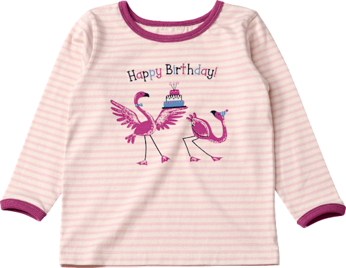 Langarmshirt Geburtstag mit Happy Birthday-Schriftzug, rosa, Gr. 110/116, 1 St