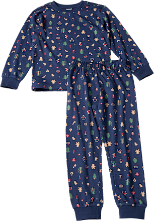 Schlafanzug mit Weihnachts-Muster, blau, Gr. 122/128, 1 St