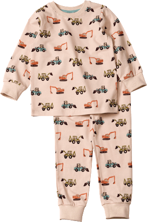 Pro Climate pyjama met bouwvoertuigpatroon, beige, maat 98, 1 stuk