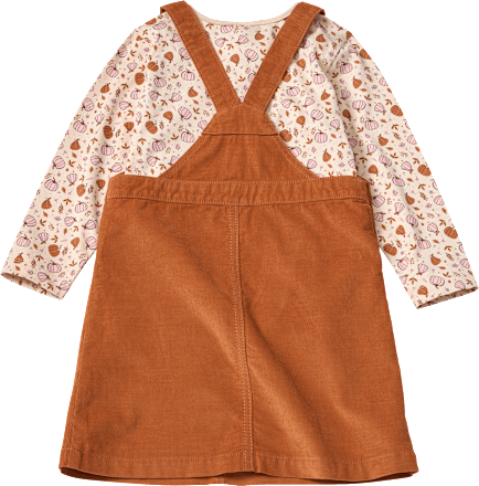 Set mit Langarmshirt mit Kürbis-Muster & Cord-Latzkleid, braun + rosa, Gr. 104, 1 St