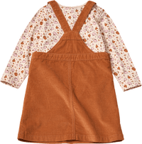 Set mit Langarmshirt mit Kürbis-Muster & Cord-Latzkleid, braun + rosa, Gr. 104, 1 St
