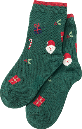 Socken mit Weihnachts-Muster, grün, Gr. 23/26, 1 St