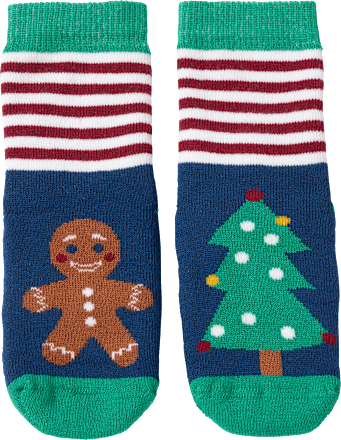 Stoppersocken mit Weihnachts-Motiv, blau & grün, Gr. 25/26, 1 St
