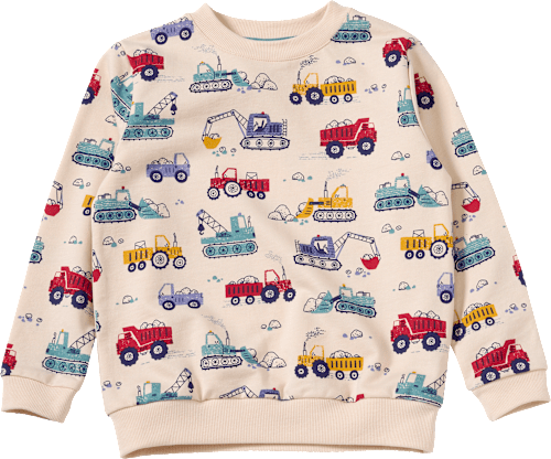 Sweatshirt mit Baustellen-Muster, beige, Gr. 98, 1 St