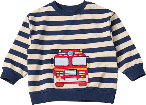 Sweatshirt mit Feuerwehrauto-Applikation, blau, Gr. 104, 1 St