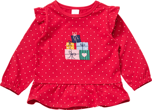 Tunika mit Geschenk-Applikation & Punkte-Muster, rot, Gr. 122, 1 St