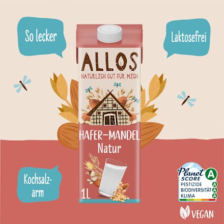 Plantendrank, haver-amandel naturel, 1 l