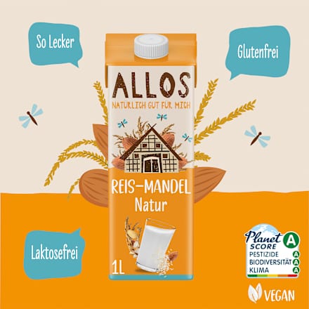 Plantendrank, rijst-amandel natuurlijk, 1 l