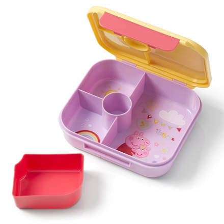 Lunchbox met vakjes Peppa Pig paars/geel, 1 stuk