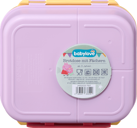 Lunchbox met vakjes Peppa Pig paars/geel, 1 stuk