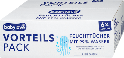 Vochtige doekjes met 99% water (6x80 stuks), 480 stuks