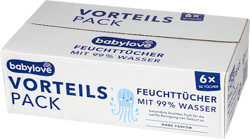 Vochtige doekjes met 99% water (6x80 stuks), 480 stuks
