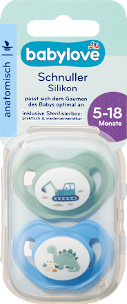 Anatomische siliconen fopspeen, mint/blauw, maat 2, 5-18 maanden, 2 stuks