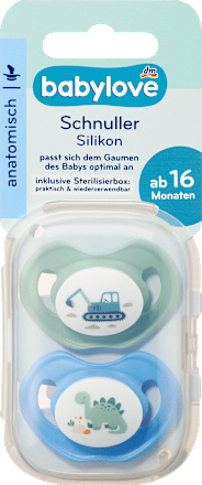 Anatomische siliconen fopspeen, mint/blauw, maat 3, vanaf 16 maanden, 2 stuks