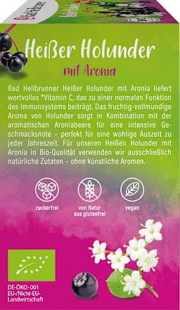Vruchtenthee, warme vlierbes met aronia (12 theezakjes), 30 g