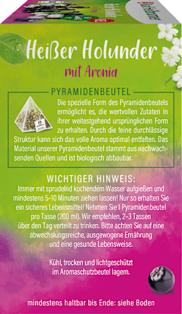 Vruchtenthee, warme vlierbes met aronia (12 theezakjes), 30 g