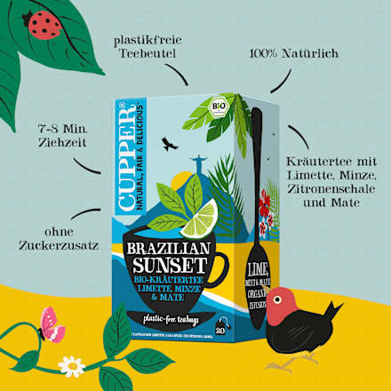 Braziliaanse Sunset kruidenthee met limoen, munt en mate (20 theezakjes), 40 g