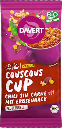 Kant-en-klaarmaaltijd, Couscous Cup Chili sin Carne met erwtengehakt, 58 g