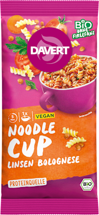 Kant-en-klaarmaaltijd, Noedelcup met linzenbolognese, 65 g