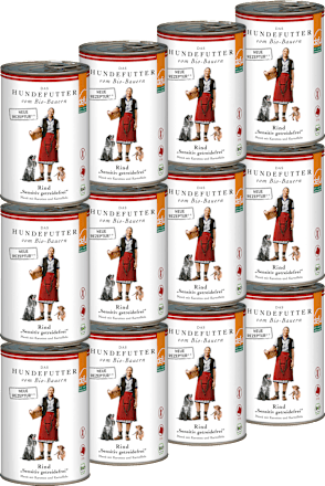 Nat hondenvoer met biologisch rundvlees, gevoelig graanvrij, multipack (12x410 g), 4,92 kg