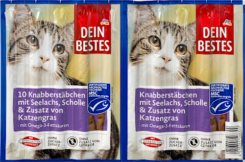 Kattensnoepjes, knabbelstokjes met zalm (10 stuks), 50 g