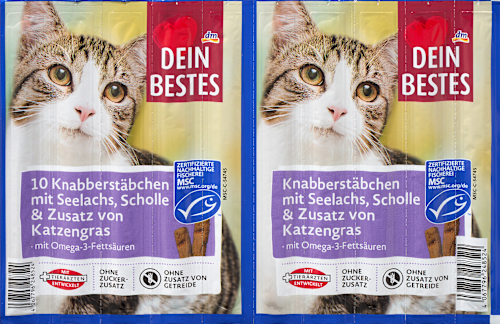Kattensnoepjes met koolvis, schol en kattengras (10 sticks), 50 g