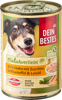 Nat hondenvoer met kip &amp; courgette, zoete aardappel &amp; lijnolie, Naturverliebt, 400 g