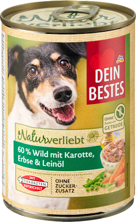 Nat hondenvoer met wild, wortelen, erwten &amp; lijnolie, Naturverliebt, 400 g