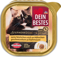 Nat kattenvoer rijk aan kipreepjes in een fijne roomsaus, Star Cuisine, 100 g