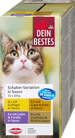 Nat kattenvoer variaties in saus, multipack (16x100 g), 1,6 kg