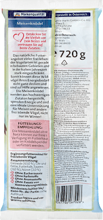 Vogelvoer, vetbollen zonder net (8 stuks), 720 g