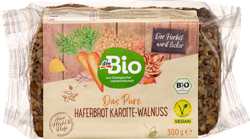 Brood, pure haver met wortelen en walnoten, 300 g