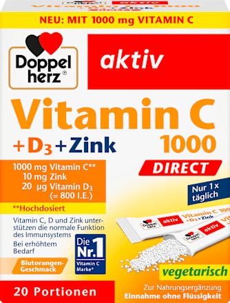 Vitamine C 1000mg + Zink Direct 20 stuks, 60 g