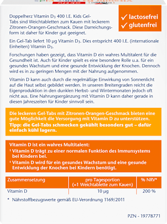 Vitamin D3 400 I.E. Kids Gel-Tabs 27 St, 35,1 g