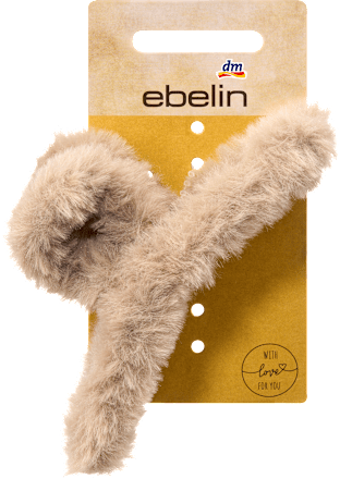 Haarclip lusvorm bontlook, beige, 1 stuk